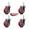 Service Caster 4 Inch Red Polyurethane Wheel Swivel 58 Inch Threaded Stem Caster Set Service Caster SCC-TS20S414-PPUB-RED-58212-4 - alternate 4